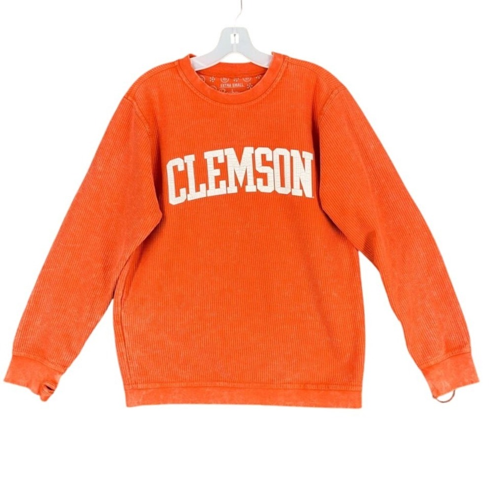 University of‎ Clemson Sweater Womens XS Orange College Football Workout